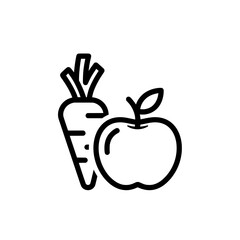 Minimal outline of carrot and apple for healthy food concept