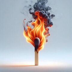 burning match on fire