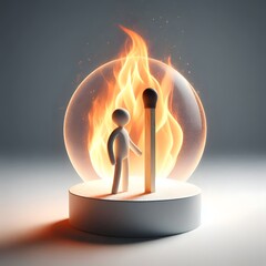 burning match on fire