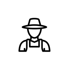 Farmer character wearing a hat and overalls with a minimalistic style