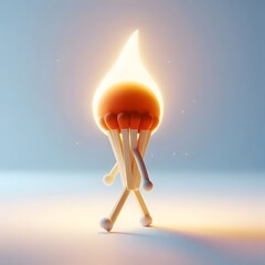 burning match on the fire