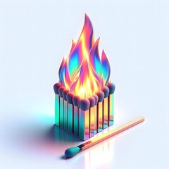 burning matches on a blue background