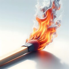 burning match on a fire