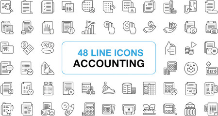 Illustration of accounting line icons representing financial management elements