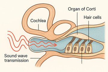 Illustration of the inner ear anatomy