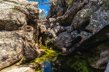 rio na cidade de Teresina de Goiás, Estado de Goiás, região da Chapada dos Veadeiros, Brasil