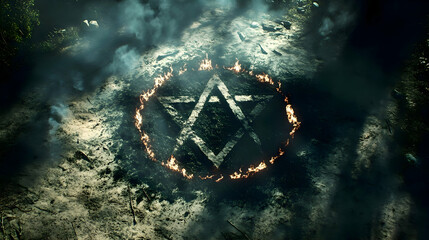 Burning symbol on the ground
