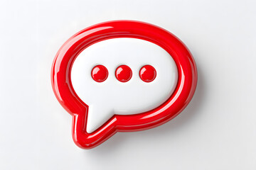 A glossy red and white speech bubble icon representing communication, conversation, and online messaging, perfect for digital content. Ai Generated Images