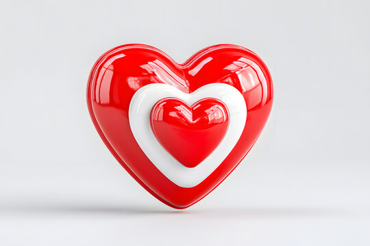 A vibrant red heart nested within a white heart, symbolizing love and affection in a modern design, perfect for romantic themes. Ai Generated Images