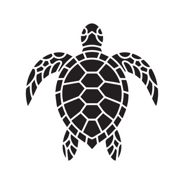 Maori tribal turtle design in modern Polynesian art with sea turtle silhouette and black white abstract geometric pattern

