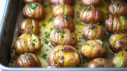Roasted Herb Potatoes: Delicious Crispy Smashed Potatoes in Baking Tray