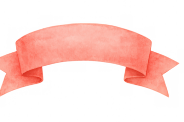 Delicate coral watercolor ribbon floating against transparent backdrop, lending graceful accent to stationery design and creative graphic compositions