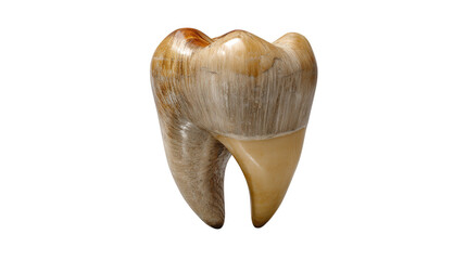Fototapeta premium An ivory molar tooth with detailed texture is isolated on transparent background, showcasing dental anatomy and health