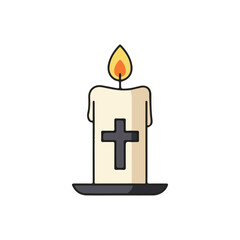 Obraz premium Cross Candle icon – Altar and Church Candles flat Vector illustration
