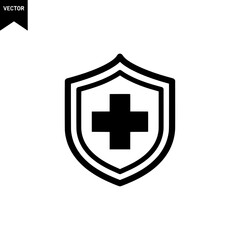 Obraz premium Shield with medical cross symbol for healthcare and safety purposes