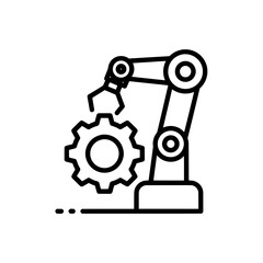 Fototapeta premium Industrial robotic arm holding gear for automation tasks