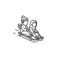 Children enjoying a winter sledding adventure together