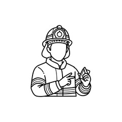 Firefighter showing safety measures and equipment for emergency situations