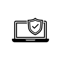 Laptop with shield icon representing security and protection for devices