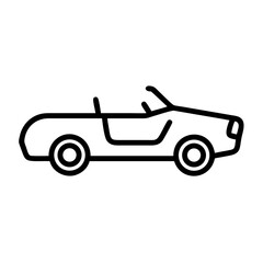 Naklejka premium Simple black outline of a classic convertible car icon 