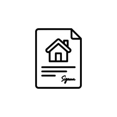 House document with outline style featuring a home icon and a signature