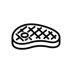 Grilled steak on a black background outline style