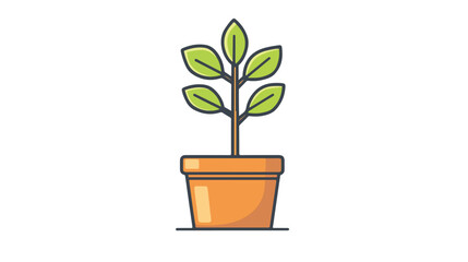 Obraz premium Minimalist Potted Plant Outline Icon for Interior Designs