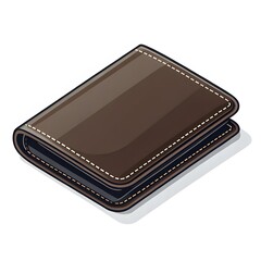Stylish flat vector icon of closed leather wallet on white background showcasing a sleek design and classic color