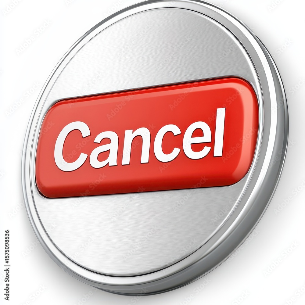 Fototapete a round, metallic button with the word 