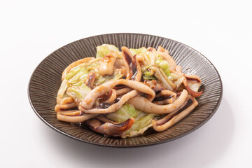 イカとキャベツのオイスターソース炒め