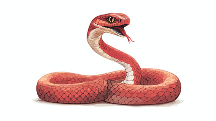 Fototapeta premium Red Cobra Coiled with Raised Hood and Tongue