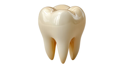 A gleaming tooth model, isolated on transparent background, represents dental hygiene and oral health