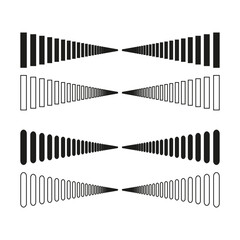 Geometric bars pattern. Abstract column shapes. Black white form. Vector vanishing point.