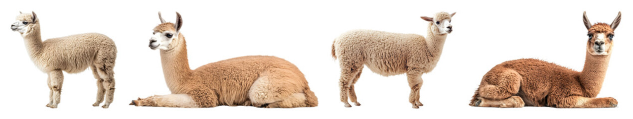 Obraz premium Four alpacas on transparent background