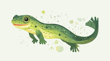Obraz premium Cute Smiling Green Baby Tadpole Vector Illustration