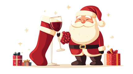 Obraz premium Festive Christmas Decor with Santa Claus and Socks Ornament