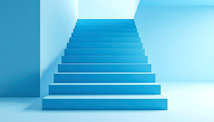 Fototapeta premium 青い階段。シンプルな階段。Blue stairs. Simple stairs.