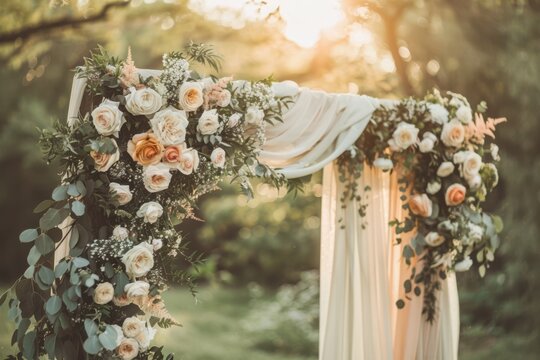 Floral wedding arch background for ceremony