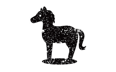 馬のシルエット判子イラスト・黒