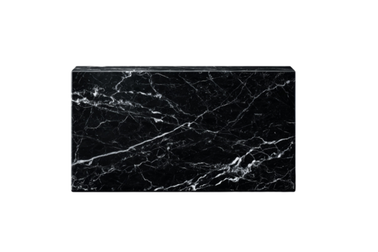 A black marble table with a white background