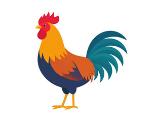 Fototapeta premium Colorful flat vector illustration of a rooster standing sideways