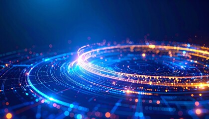 Technology digital interface artificial intelligence hologram future network abstract background computer ai information futuristic communication concept or virtual data cyberspace innovation display.