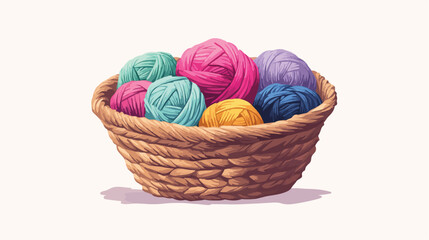 Knitting Thread and Yarns in Basket Vector