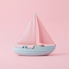 "Whimsical Waters: The Playful Pastel Sailboat"