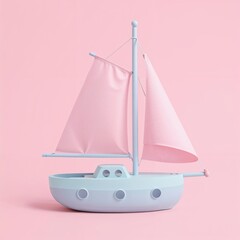 "Whimsical Waters: The Playful Pastel Sailboat"