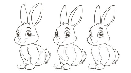 Fototapeta premium Cute Little Rabbit Cartoon Character Coloring Page for Children