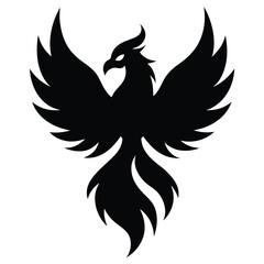 Phoenix logo design. Creative logo of mythological bird vector art on white background