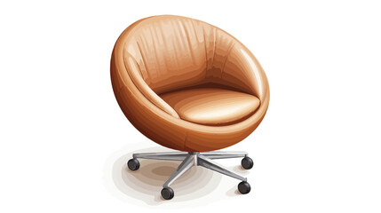 Sleek Isometric Round Leather Chair on Wheels