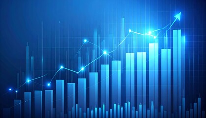 Digital 3D Stock Market Analysis with Growth Charts and Financial Investment Data.