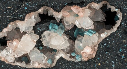 Captivating Mineral Formation Showcase Featuring Delicate Crystals and Intriguing Textures